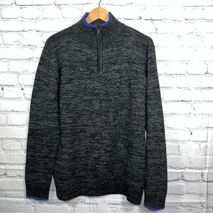Amongst Others 1/4 Zip Sweater Mens Size Large Charcoal Heather Ribbed